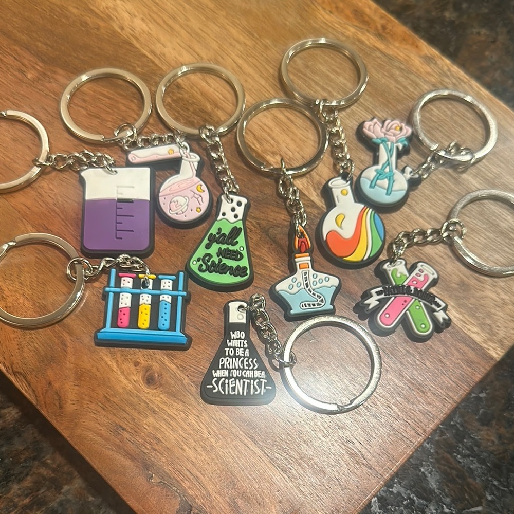 Science-Themed Keychain Set 18 pieces